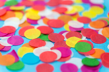 Image showing colorful confetti decoration on blue background