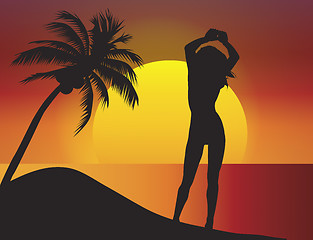 Image showing Girl Dancing on Beach