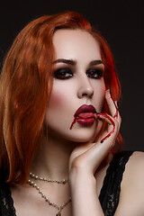 Image showing Beautiful vampire young woman