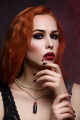 Image showing Beautiful vampire young woman