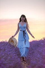 Image showing woman portrait in lavender flower fiel