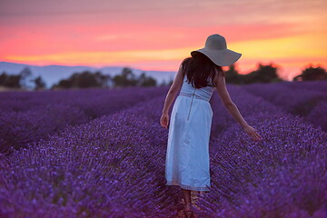 Image showing woman portrait in lavender flower fiel