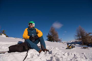 Image showing snowboarder portrait