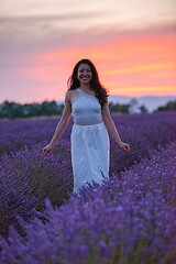 Image showing woman portrait in lavender flower fiel