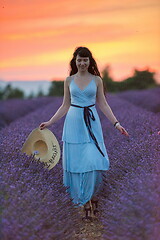 Image showing woman portrait in lavender flower fiel