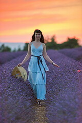 Image showing woman portrait in lavender flower fiel