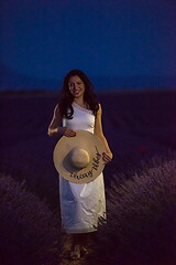 Image showing woman portrait in lavender flower fiel