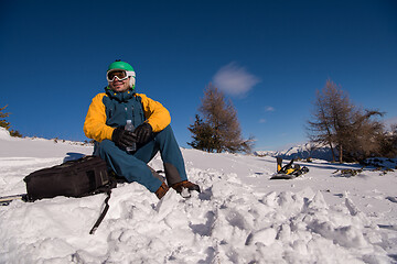 Image showing snowboarder portrait