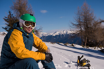 Image showing snowboarder portrait