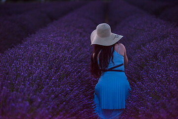 Image showing woman portrait in lavender flower fiel