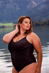 Image showing Beautiful chubby woman in a swimsuit