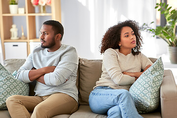 Image showing unhappy couple having argument at home