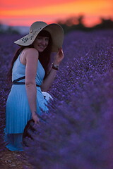 Image showing woman portrait in lavender flower fiel