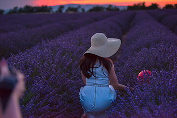 Image showing woman portrait in lavender flower fiel