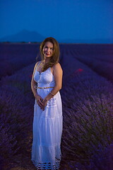 Image showing portrait of and asian woman in lavender flower field