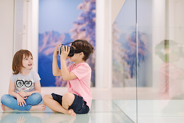 Image showing kids using virtual reality headsets at home
