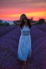 Image showing woman portrait in lavender flower fiel