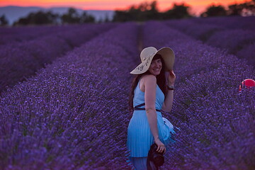 Image showing woman portrait in lavender flower fiel