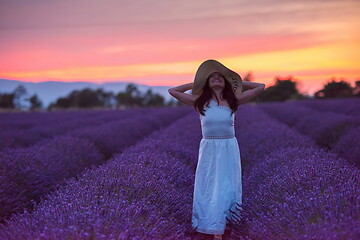 Image showing woman portrait in lavender flower fiel