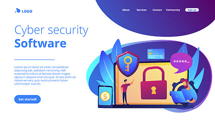 Image showing Cyber security software concept landing page.