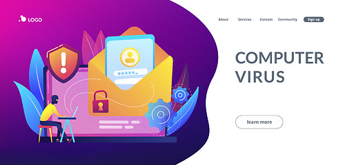 Image showing Malware computer virus concept landing page.