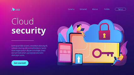 Image showing Cloud computing security concept landing page.