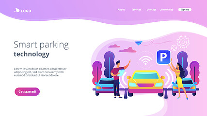 Image showing Self-parking car system concept landing page.