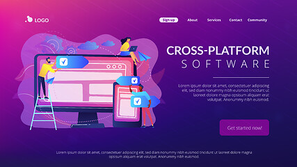 Image showing Cross-platform software concept landing page.