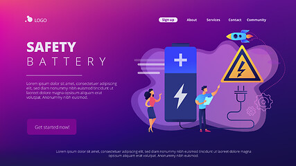Image showing Safety battery concept landing page.
