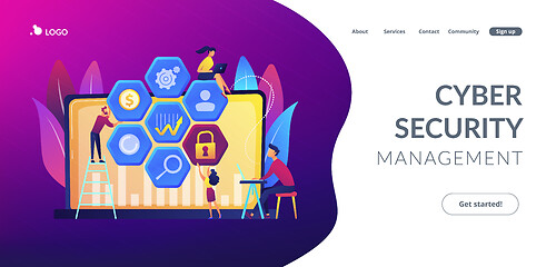 Image showing Cyber security management concept landing page.