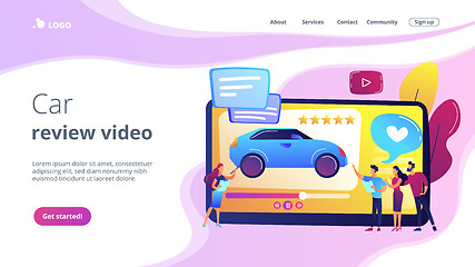 Image showing Car review video concept landing page.