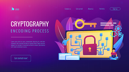 Image showing Cryptography and encryption concept landing page.