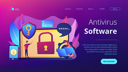 Image showing Cyber security software concept landing page.