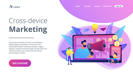 Image showing Cross-device marketing concept landing page.