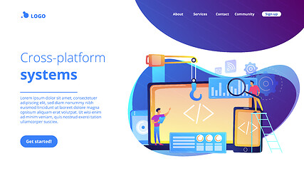 Image showing Cross-platform development concept landing page.