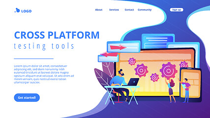 Image showing Cross platform bug founding concept landing page.