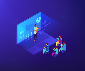 Image showing Webinar isometric 3D concept illustration.