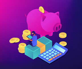 Image showing Budget control app isometric 3D concept illustration.