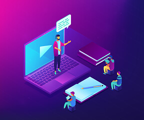 Image showing Online presentation isometric 3D concept illustration.