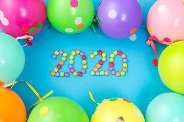 Image showing new year 2020 party date with balloons