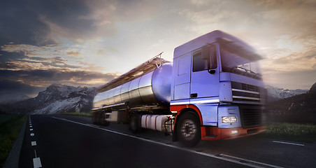 Image showing truck driving at dusk/motion blur