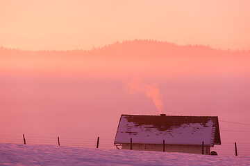 Image showing winter landscape scenic  with lonely tree