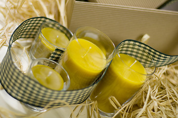 Image showing candles, ribbon and box