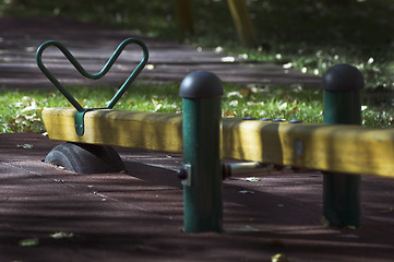 Image showing Detail of a seesaw in a park
