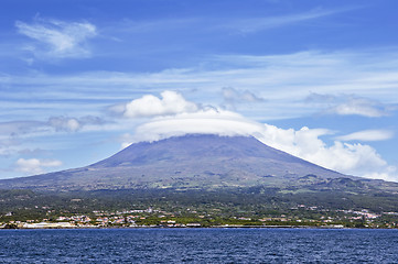 Image showing Pico volcano view from the sea, Pico island, Azores