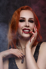 Image showing Beautiful vampire young woman