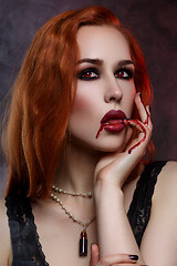 Image showing Beautiful vampire young woman