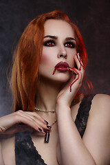 Image showing Beautiful vampire young woman