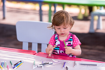 Image showing little girl drawing a colorful pictures