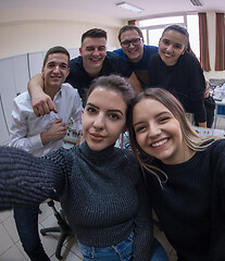 Image showing young happy students doing selfie picture